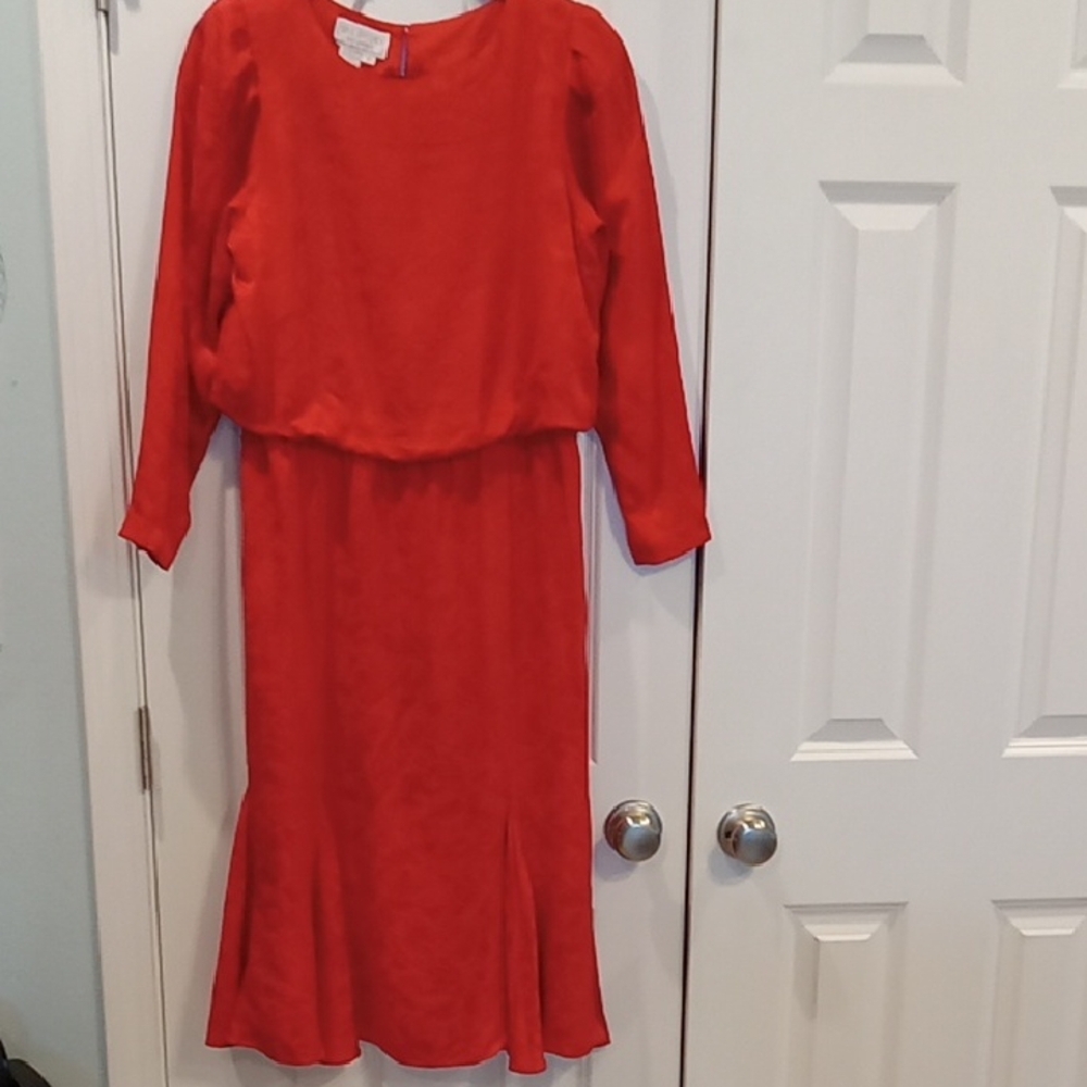 Silk Studio Women's Red Long Sleeve Dress